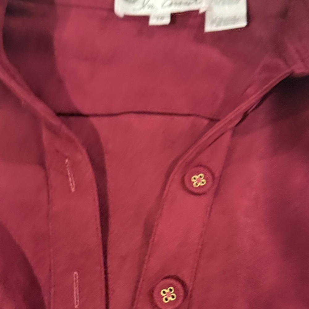 In Earnest Burgundy by Byron Lars Button Down Shirt with Cutout Accents - Picture 3 of 15